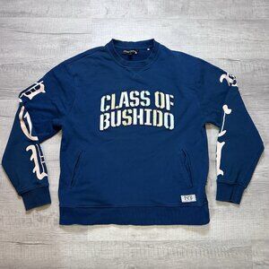 Play Cloths Crewneck Sweatshirt Class of Bushido Pullover Blue Men's 2XL Pockets